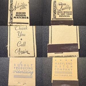 Ohio Maryland & Jersey Match Co. Vintage 1940s 3 Advertising Matchbooks, Unused